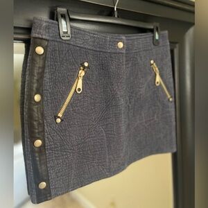 Rebecca Minkoff Gray Mini Skirt with Black and Gold Accents